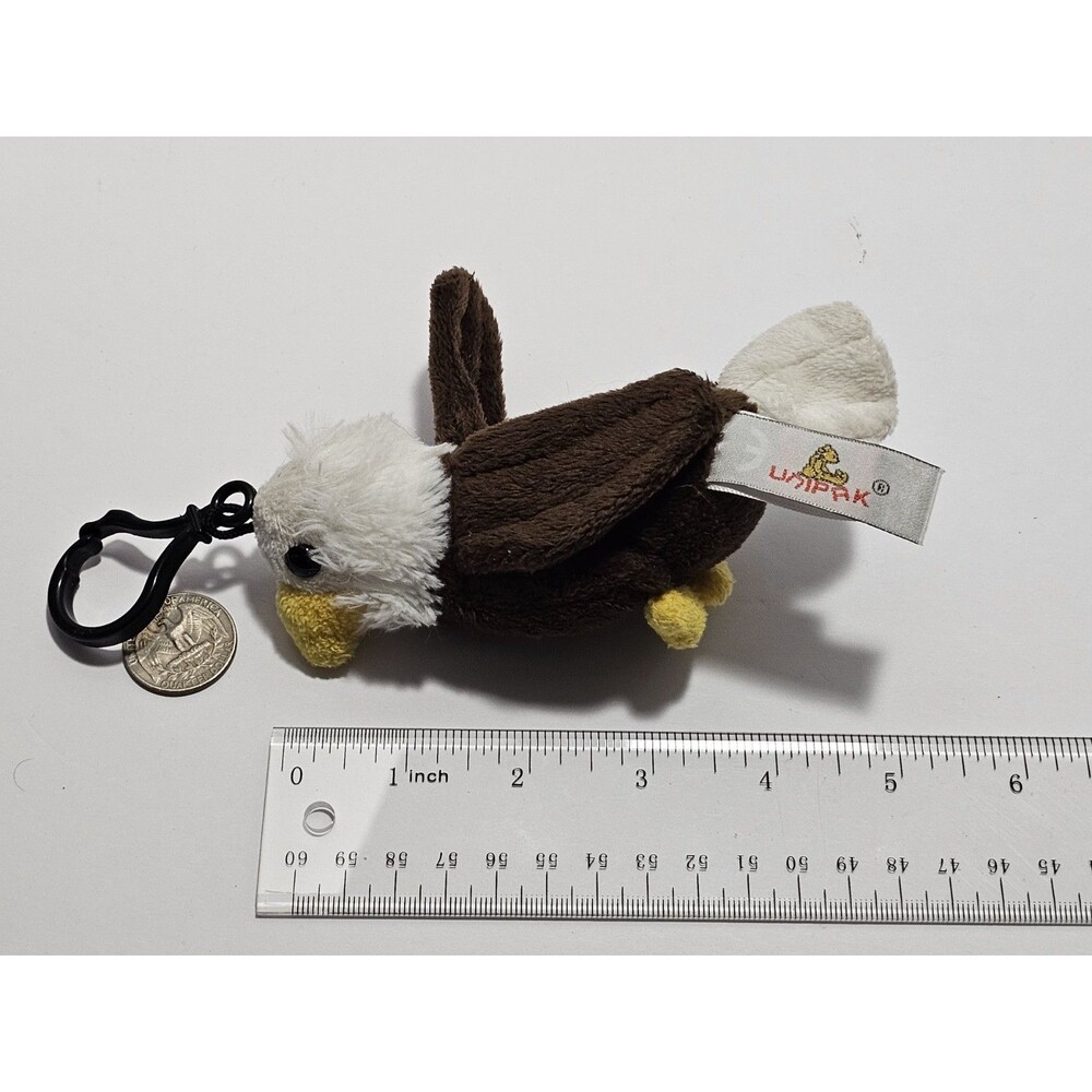 Unipak Designs Eagle Plush Backpack Clip 5" Rare Collectible Bird Stuffed Animal - Picture 2 of 7